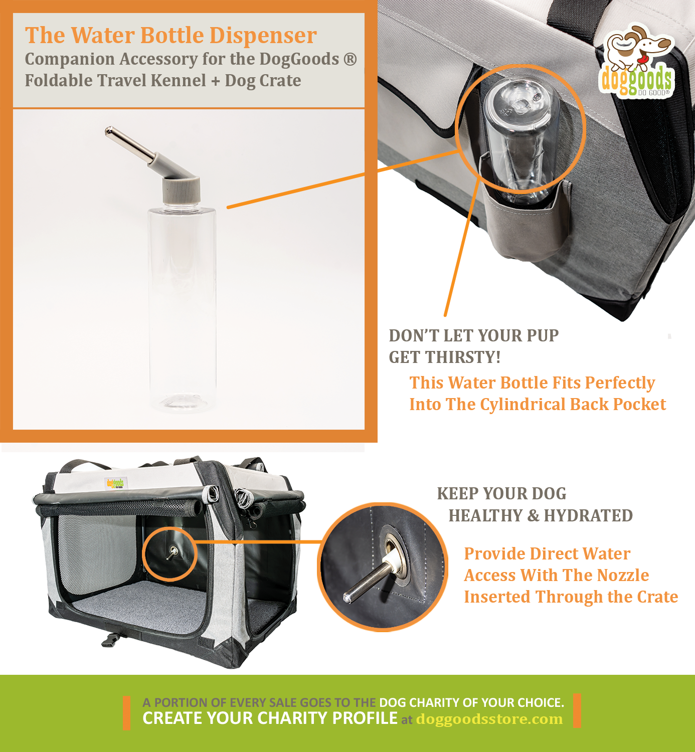 Dog travel top crate water bottle